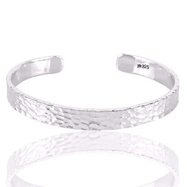 Handcrafted Hammered 925 Sterling Silver Cuff Bracelet