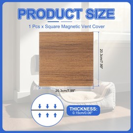 PATIKIL Square Magnetic Vent Covers 8x8 Inch, Floor Air Vent Blocker Covers Register Sound Proof Cover for Home Floor Wall Ceiling, Wood Grain
