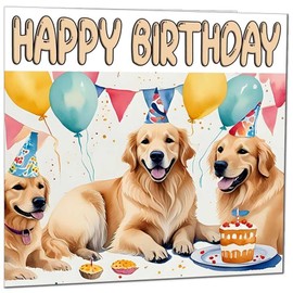 Golden Retriever Birthday Card 145 x 145mm