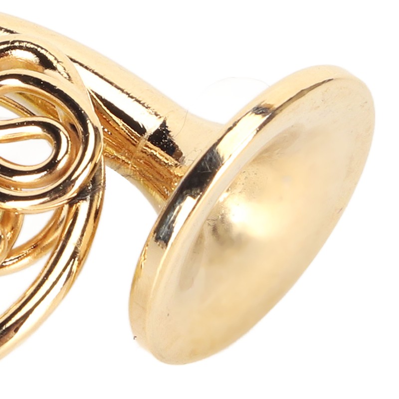 Gold Miniature French Horn Shaped Lapel Brooch Pin Brass Mini