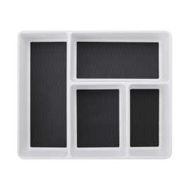 Copco Basics Multi-Compartment Drawer Organizer, 14.6 x 12.1 x 2.3-Inches, White/Charcoal Gray
