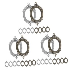jojofuny 3sets Alloy Pendant Base Bezel Settings with Hole for DIY Jewelry Making Antique Trays for Unique Charms Necklaces and Keychains 10pcs*3