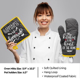 New Home New adventure New Memories, Wooden Cutting Board with Oven Mitts And Pot Holders Sets,Unique Wedding Christmas Gifts for Couple His and Her-6