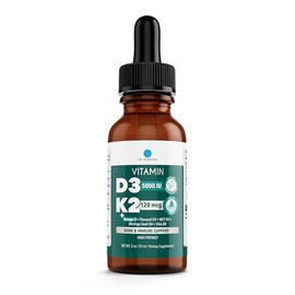 Dr. Robaina Vitamin D3 + K2 Drops – 5000 IU D3 & 120 mcg MK-7 with Organic MCT Oil – Bone, Heart & Immune Support – Vegan, Non-GMO – Glass Dropper – Made in USA – 2 oz