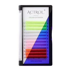 Colored Neon UV Eyelash Extensions Colorful Fluoresent Lash Extensions Easy Fan 13mm 0.07C Curl Glow under UV Light Lash White Green Red Pink Multi-colored Mixed