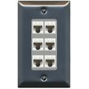RiteAV Decorative 6 Port Cat5e Ethernet Wall Plate - 1 Gang Stainless/Gray