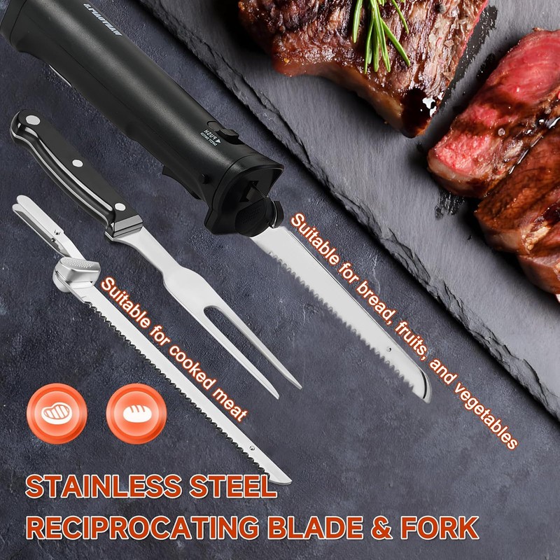 Cordless Electric Knife – Rechargeable Electric Knives with Safety Lock,