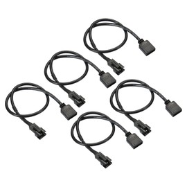 PATIKIL 3 Pin 5V 30cm Long Computer Motherboard Interface to SM3P Male Extension Cable, 5 Pack Power Adapter Plastic Metal for RGB Fans LED Strips, Black