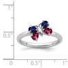 Solid 925 Sterling Silver Stackable Cr Ruby and Cr Sapphire