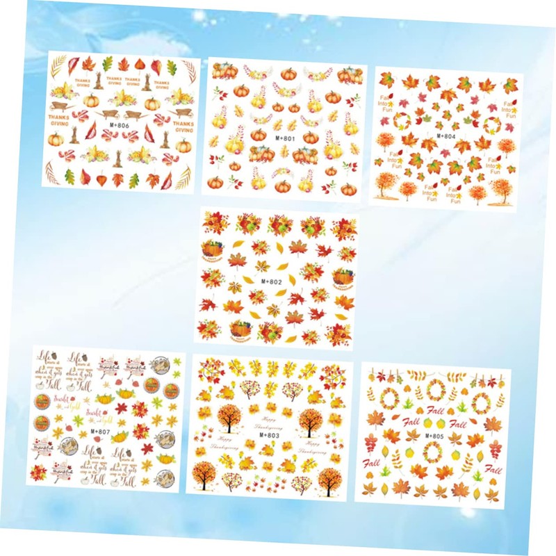 FOMIYES Press on Nails Maple Leaf Patterns 7pcs Nail Stickers