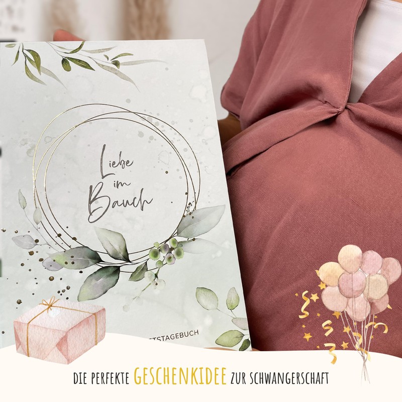 MeinBaby123® Pregnancy Diary High-Quality Gold-Plated Diary Pregnancy Gift Pregnancy Diary