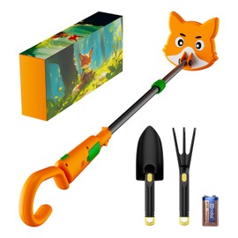 OKESAM Metal Detector for Kids, Adjustable 30”-38”, Cute Fox Lightweight Kids Metal Detectors Fun Treasure Hunting for Boys & Girls, Waterproof 7” Search Coil with Shovels & Rake