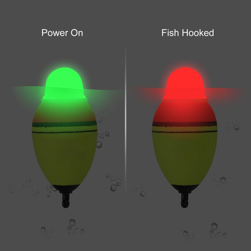 PATIKIL 1oz Lighted Fishing Slip Bobbers, EVA Green Red LED