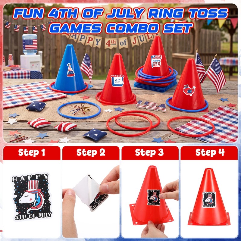 RoundFunny 12set 3 in 1 Independence Day Ring Toss Game