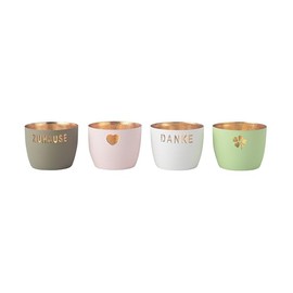 Madras Tea Light Holder Set of 4 XS with Thank You Motif Home Heart Clover Leaf Design