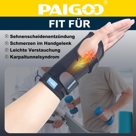 PAIGOO Wrist Bandages Lightweight for Carpal Tunnel Splint, Wrist Support for Women Men, Wrist Splint, Breathable, for Tendinitis, Arthritis, RSI