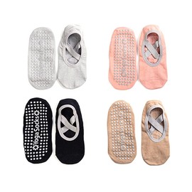 EMA MEGA GROUP 4 Pairs of Women's Yoga Socks Non-Slip Socks Safe Sniffles for Yoga, Pilates, Ballet, Fitness and Home Training (EU 35-39), multicoloured