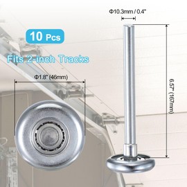 uxcell 10pcs 1.8" Steel Garage Door Rollers for 2" Garage Track, 7" Long Stem Roller Wheels, Precision Bearing 10 Balls, Silver Tone