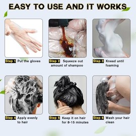 Champú para teñir el cabello 3 en 1 para cabello gris, champú con ingredientes a base de hierbas para teñir el cabello burdeos para mujeres y hombres,