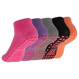 AWAVM 5 Pairs Non Slip Yoga Pilates Socks,Yoga Socks for Women&Men for Women Non Slip with Grips Anti Non Slip Slipper Socks for Ballet, Pilates, Hospital, Home