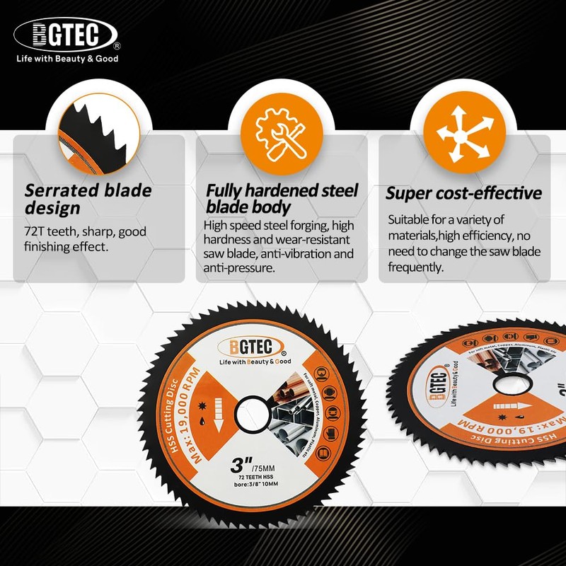 BGTEC Circular Saw Blade - 4PCS 3" Cutting Dics Arbor