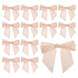 PATIKIL 4.5" Twist Tie Satin Bow, 36Pcs Large Twist Tie Pretied Satin Ribbon Bow Premade Wrapping Bownot Decoration for Treat Bag Craft DIY Wedding Christmas Package Gift, Rose Gold