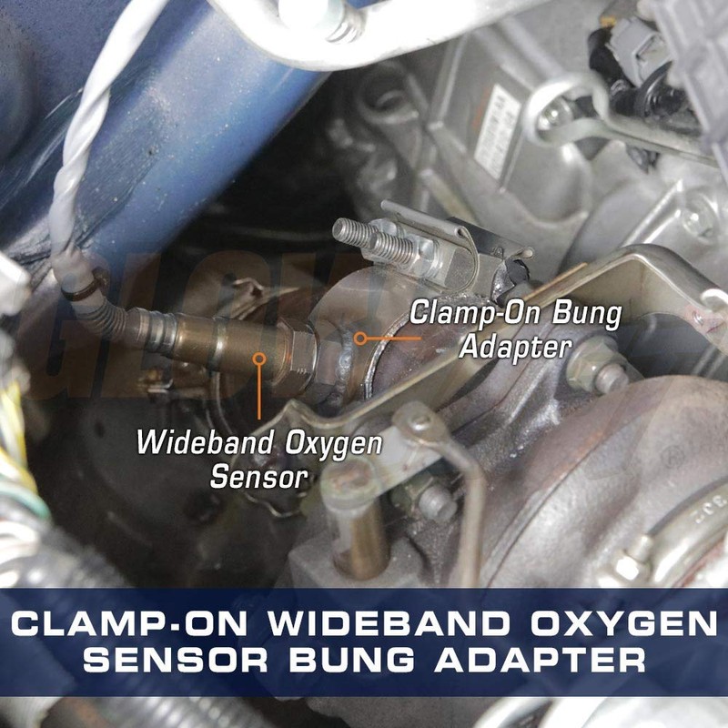 GlowShift 1-3/4"-2" Clamp-On Wideband Air/Fuel Ratio Gauge Oxygen Sensor Bung