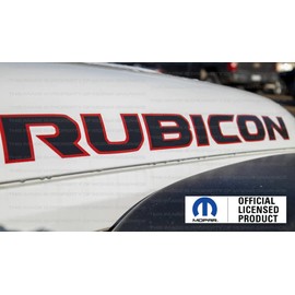 Decal Mods Rubicon Hood Graphic Decals Stickers fits Jeep Wrangler/Gladiator JL (2018-2024) Black red Outline (Set of 2) FJ5T6