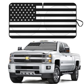 Unbranded Windshield US Flag Sun Shade UV Block Cover Foldable For Chevy Silverado 2500 HD