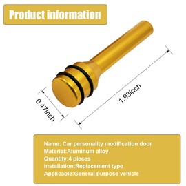 ZIMISI 4PCS Car Door Lock Knobs, 1.93" x 0.47" Safety Door Lock Cover, Aluminum Alloy Car Inner Door Pull Pins Replacement, Door Lift Bolt Decorative Accessory for Cars, SUVs, Trucks (Gold)