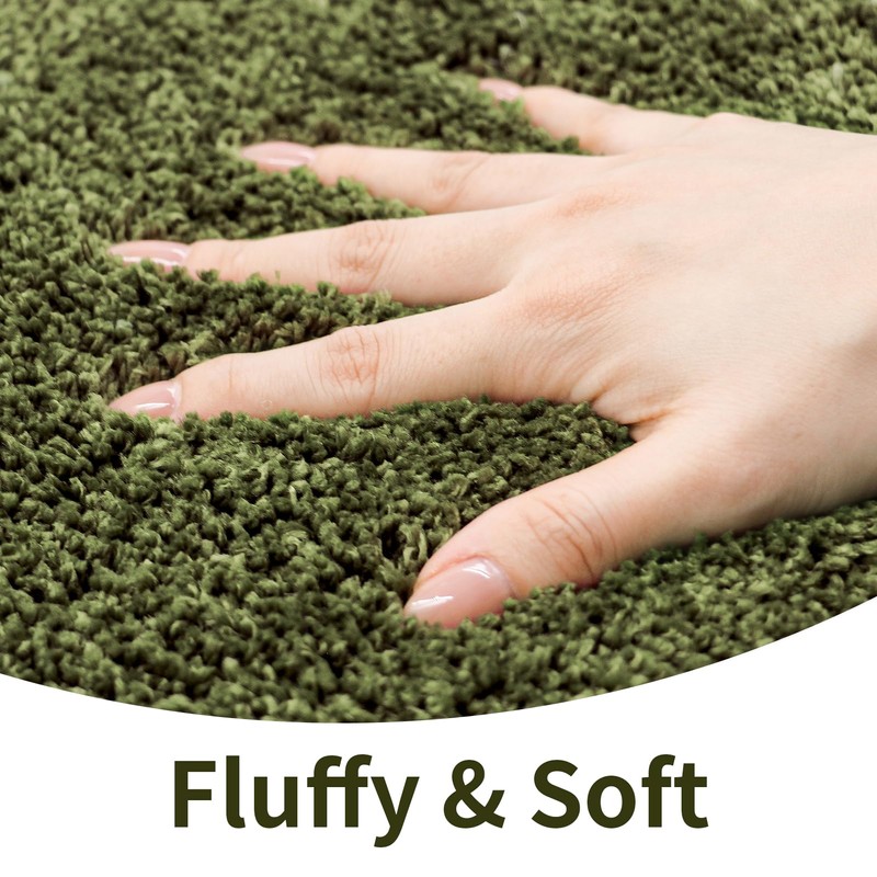 Moss Green Bathroom Rug, Absorbent Non Slip Microfiber Bath Mat