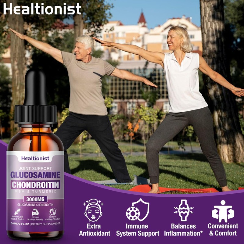 Healtionist 1 Pack Glucosamine Chondroitin MSM Liquid Drops, Extra Strength
