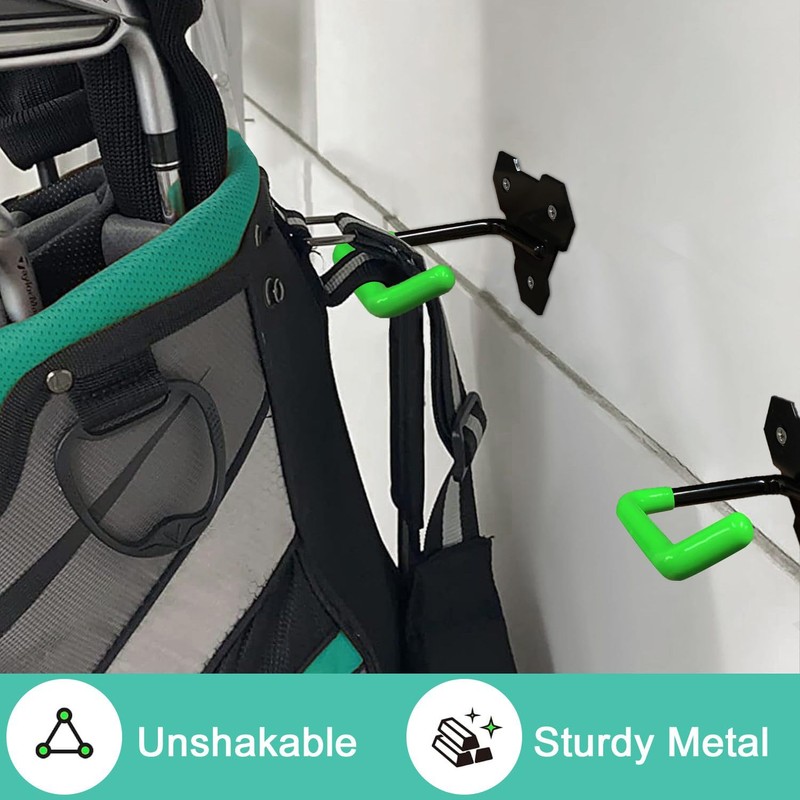 FEYRUN Wall Mounted Golf Bag Hook, 2 Bags Storage Racks