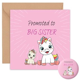 Promoted to Big Sister Badge Card Gifts - For Little Girls - From New Baby - Im Going to be a Big Sister - New Baby Baby Shower Congratulations Pregnancy Announcement - 59mm