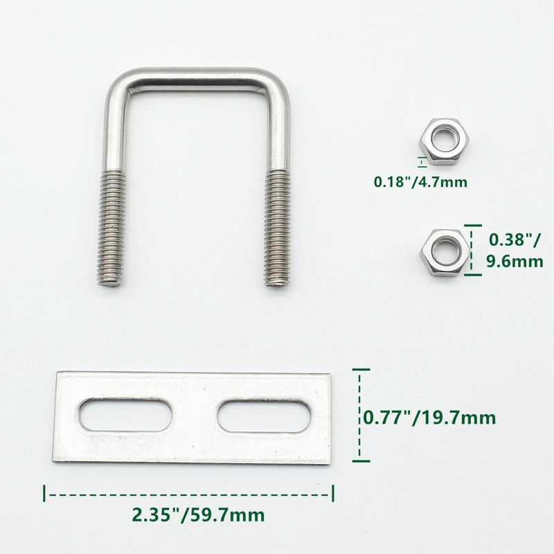 QYIMLI Stainless Steel Square U Bolt Clamp, Square Tube Clamps