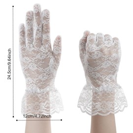 anpiwshjo White Lace Gloves for Tea Party Cosplay Wedding Halloween Prom, Costume Glove, Evening Dress Gloves for Women Wedding, Bridal, 1950s Accessories, Opera, Evening, Masquerade, Fancy