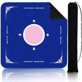StellarOcean Mahjong Mats for Table Cloth,Card Game Poker Mat with Carrying Bag,Portable American Majong Accessories Gifts for Woman,Noise Reduction Non-Slip(bluepink)
