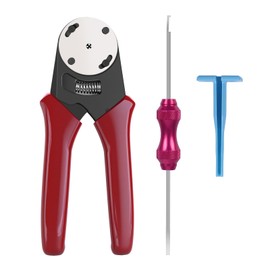 Deutsch Closed Barrel Crimper, Solid Barrel Contact & Circular Connector Contacts Crimping Tool (AWG 14-20) 4 Way Indent, 8 Impression Type，DT Connector Removal Tool,0411-310-1605 Blue Push Wire Tool