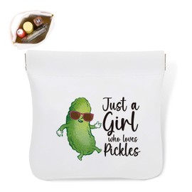 Pickle Lover Pocket Cosmetic Bag, Waterproof Portable No Zipper Self-Closing Makeup Pouch, Just A Girl Who Loves Pickles, Pickle Lover Gift, Gift Ideal for Women Girls Teen (CX15)