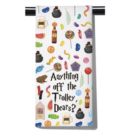 FUNYSO Wizarding Snacking Dish Towel Wizard Witches Gift Wizard Lover Gift Anything Off The Trolley Dear Kitchen Towel (Anything off UK)
