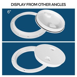 Xztrdi Boat-Ready White Round Non-Slip Inspection Hatches - Sizes 6" with Detachable Cover - ABS Plastic Screw Out Access Hatch Cover for Kayak, Yacht, Marine Accessories