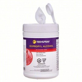 Techspray 1610-100FL - Isopropyl Alcohol (IPA) Wipes, 99.8%, Flip-Top Tub, 100 W