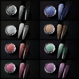 8 Colors Glitter Nail Powder Aurora Pearl Powder Nail Glitter Powder Gel Nail Art