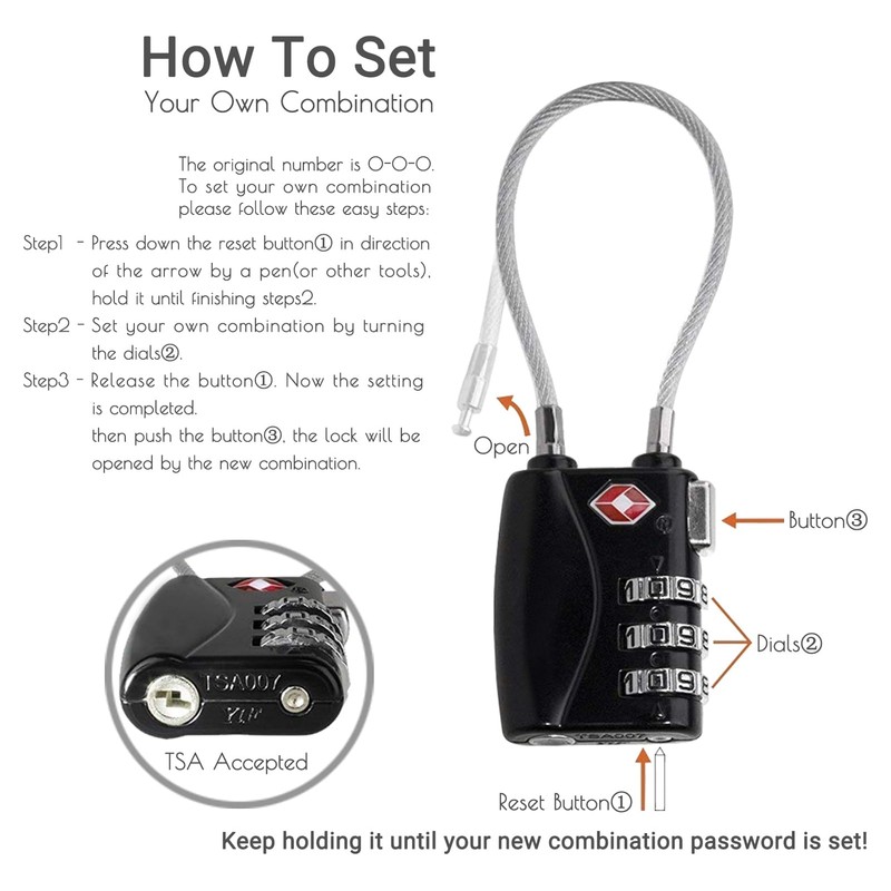 CFMOUR TSA Locks - 1, 2, 3, 4, 5, 6
