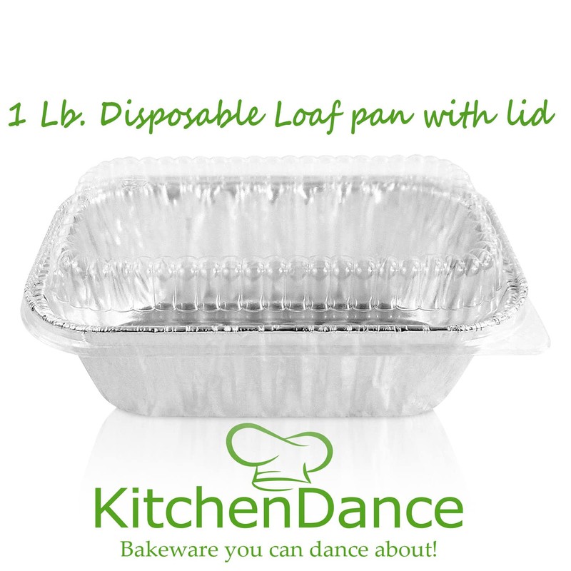 KitchenDance Disposable Aluminum 1 Lb Mini Loaf Pan with Clear