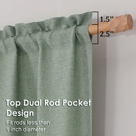 OVZME Green Curtains for Living Room, Faux Linen Textured Curtains 2 Panels Set, Semi Light Filtering Soft Airy Drapes 54 Inch Length Farmhouse Style Window Curtains, 2 Panels, Each 30x54 Inches