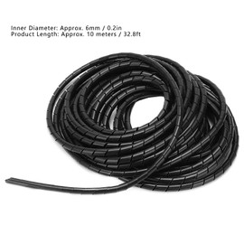 Spiral Wire Wrap Cord, 0.3in/8mm Inner Diameter Flexible Cable Management Sleeve Hose Protector for Wiring Flame Retardant Cable Bundle Organizer Black Φ8mm 10 Meters Black