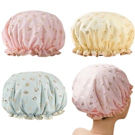 3 Stück Satin Duschhaube, Wasserdichte Elastische Shower Cap, Wiederverwendbare Doppellagige Schlafhaube, Duschhaube Damen, Haarhaube Färben, Elastische Duschkappe Wasserdichte