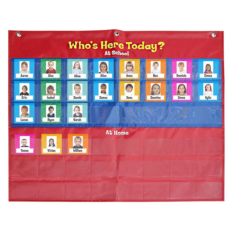 School Classroom Attendance Pocket Chart with 72 Color Cards Teacher