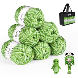 ilauke Knitting Wool 6 x 50g, 4 Ply Crochet Yarn with Carrying Bag, Acrylic Yarn for Knitting, Double Knitting Yarn for Craft Projects Toys Blanket, Green